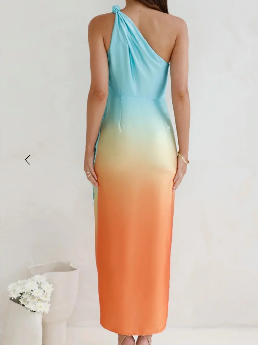 Hello Molly Ombre One-Shoulder Maxi Dress in Blue, Yellow & Orange - Picture 2 of 2